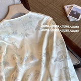 Chinese-Style Jacquard Round-Neck Satin Shirt With Oblique Lapel Button Satin Blouse 2024 Spring Retro High-Quality National Style Shirt-Outfit