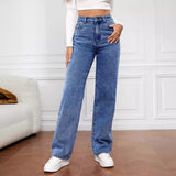 Burst Elastic Water Wash Denim Fashion Straight Trousers Trousers Trousers Trousers