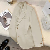 Toloer 2024 New Khaki Blazer Female Retro British Style Advanced Design Sense Versatile Small Suit-Outfit