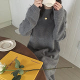 New Autumn Sweater Women Dress Winter Long Sleeve Sweaters Knitted Dresses Womens Warm Loose Maxi Oversize Knitting Robe