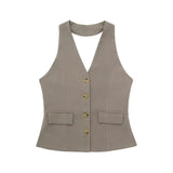 Autumn New Back Hanging Neck Vest 8364532 Broad Leg Pants