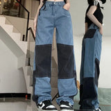 Patchwork Denim Boyfriend Jeans-Outfit