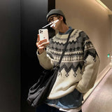 Autumn and winter thick sweater men's Korean style trend personality sweater ins Hong Kong style loose lazy pullover jacket 1028-0-Outfit