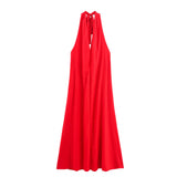 Homemade New Women's Clothing Bow Ornament Hanging Neck Flute Dress