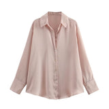 Homemade New Women's Fashion 20 Color Silk-Sense Tidling Shirt