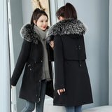 Add Velvet And Thick Pie To Overcome The Female 2024 Winter New Medium And Long Korean Version Of Ing Cotton Clothes Show Thin Cotton-Padded Clothes-Outfit