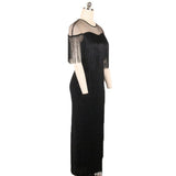 Mesh Splicing Tuxedo High-Waisted Large-Size Body-Repair Casual Ass Women's Dress
