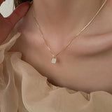 Square Shell Necklace-Outfit