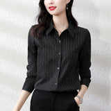 Toloer Senior Sense Stripe Shirt Female Light Ripe Wind Design Sense Minority Professional Temperament High-End Long Sleeve Shirt-Outfit