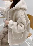 classic oversize jacket with hood made of imitation