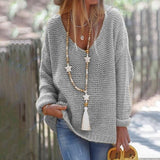 Toloer Ladies Casual Loose Long Sleeve V Neck Fall Winter Sweater Knit