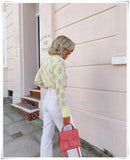 Yellow Floral Knitted Pullover Turn Down Collar Autumn Winter Fashion Women Sweater 2022 Jumper Mujer Designer Jersey