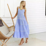 Summer New Sexy Striped Print Slings Belts To Take-Away Dress