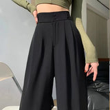 Toloer Pants Female Autumn 2024 New High Waist Pendant Straight Pear Shaped Pants Narrow Version Of The Floor Wide Leg Pants-Outfit