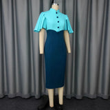 Retro Half-Necked Collared Lotus Leaf Sleeve Dress High-Rise Elegant Party Dress Dress Dress