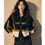 Toloer Sweater In Autumn And Winter 2025 Retro Loose Color Design With A Sense Of Collar Small Fragrant Long-Sleeved Knitted