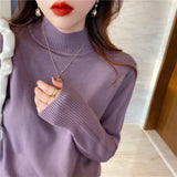 Milk Sweater Women Wear Semi-High Collar Knitted Bottomed Sweater In Autumn And Winter, A New 2023 Soft Top Inside-Outfit