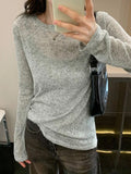 Solid Color Thin Long Sleeve Knit-Outfit