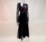 Lace Spliced Cross Dress, Dark Style, Sexy Slimming, Hip Split Dress-Outfit