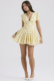 French Sweet Mashed Flower Bubble Sleeve Dress Summer Ballet Dopamine Wearing Waist Babes A