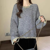 Toloer Velvet] Fashion Sweet Bow Soft-Cuffed Cardigan Women's Autumn And Winter New Loose Temperament