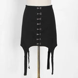 Sexy Patchwork Button Skirt For Women High Waist Slim Irregular Hem Slim Bodycon Mini Skirts Female 2021