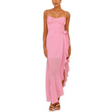 Summer Explosion Sexy Female Slings With Back Lot Leaves Side Irregular Dress Dress
