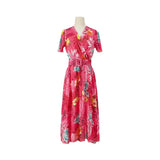 Women's Wear Station Summer Print Wrinkle Medium Long Short-Sleeved Dress-Outfit