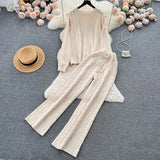 Suit Female French Gentle Wind Loose Jersey Sweater High Waist Thin Trousers