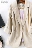 Women Jacket Casual Solid Blazers Work Outerwear Slim Office Lady Coat Spring Autumn Chic Clothing Tops New