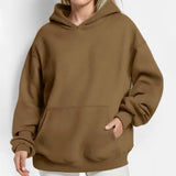Toloer Coat Women's New Fashion Pure Color Loose Casual Temperament Long-Sleeved Hooded Winter Hoodie
