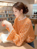Toloer Floral Shirt Female Spring Small Wearing French Temperament Wooden Ear Tops 2025 New Beautiful