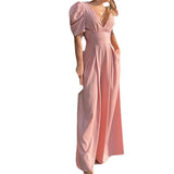 Toloer 2024 New Women's Short-Sleeved Fashion Elegant Plus-Size Wide-Leg