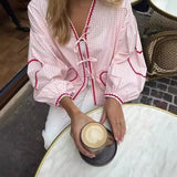 Women's Clothing New Fashion Loose Long-Sleeved Plaid Love With Shirt