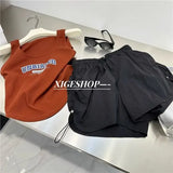 Shorts Women Summer Spicy Girl High Waist Loose A-line Versatile Wide Leg Drawstring Quick Dried Casual Short Pants-Outfit