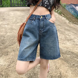 Toloer Hong Kong Style Wide-Leg Denim Shorts Women's Summer 2023 New Loose Straight Leg Five Split Pants High Waist Show Thin