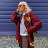 Autumn Winter Oversized Jackets Women 2022Fashion Letter Embroidery Baseball Varsity Black Loose Long Sleeve Y2K