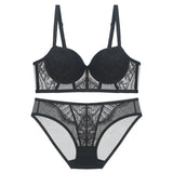 Sexy Clustered Lingerie Suit Lady Small Chest Dedicated Pure Lust Lace Bra Anti-Hanging