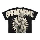 Harajuku Style T-Shirt Men's Hip-Hop Gothic Large Pattern Printed Punk Short-Sleeved Casual T-Shirt-Outfit