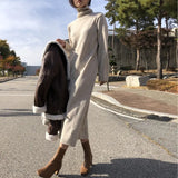 Autumn Winter Loose Turtleneck Straight Women Sweater Dresses 2022 New Long Sleeve Warm Knitted Chic Long Dresses