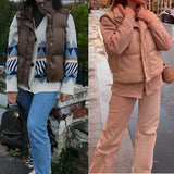 Wixra Women New Fashion Solid Warm Vest Zipper PU Sleeveless Back Lace Up Coat Loose Outwear Autumn Winter