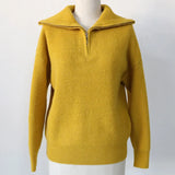 Winter Women's Turtleneck Sweater Pullover Women Zipper Turn Down Beige Knitted Oversize Jumper Loose Vintage Warm