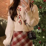 Version Round Neck Sweater Sweater Female College Style Autumn And Winter New Gentle Series Cardigan Outer Cover Tide-Outfit