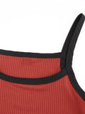 Contrast Trim Rib-Knit Crop Cami Top-Outfit