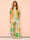 Women's Clothing 2026 New Fashion Print Tight Waist Pocket Wide Leg Pants Casual Suit Women's