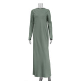 Toloer New 2023 Women's Bottom Dress Fashion Long Sleeve Slit Satin Pendant Wrap Hip Skirt-Outfit