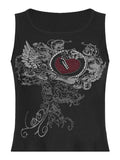 Heart Rhinestone Rib Crop Tank Top-Outfit