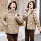 Winter Down Cotton Padded Jacket Women's Warm Cotton Padded Jacket 2024 New Fashion Solid Color Can Take Off The Hat Short Jacket-Outfit