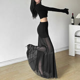 New Women's Clothing In The Autumn Of 2024, The Body-Repair Perspective Solid-Color High-Waisted Mesh Half-Body