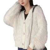 New Autumn And Winter Style Foreign Style Design Imitates The Mink Hair Thickened Coat Knitted Cardigan Women's Loose And Thin Sweater.-Outfit